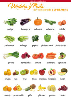 Verdura y fruta de temporada en verano septiembre